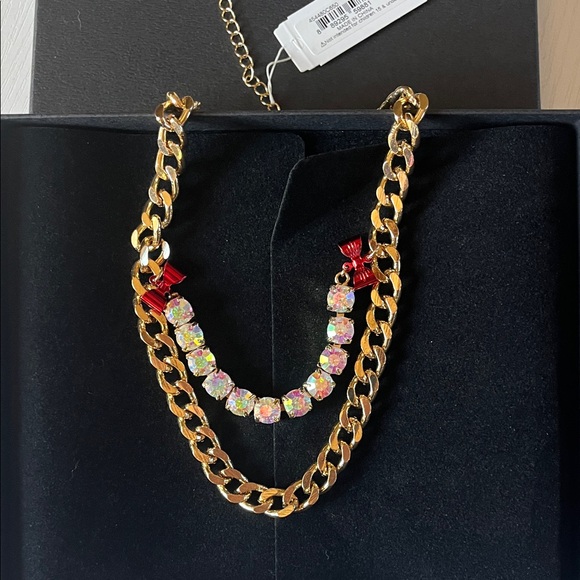 Betsey Johnson Gold Tone and detachable Pink Gingerbread ornament Necklace - Picture 6 of 7